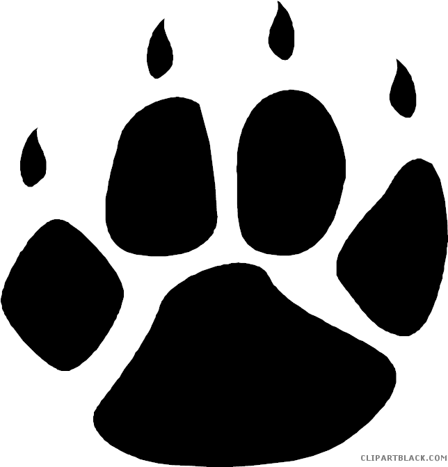 Bear Paw Print Animal Free Black White Clipart Images (644x671), Png Download