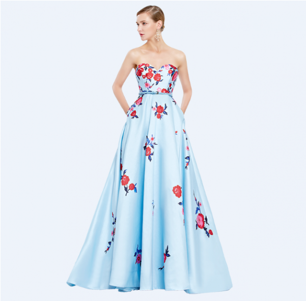 Strapless Ball Gown Blue (600x800), Png Download