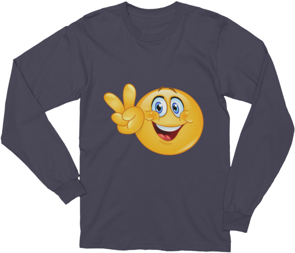 Unisex V Sign Emoji Long Sleeve T-shirt (600x600), Png Download
