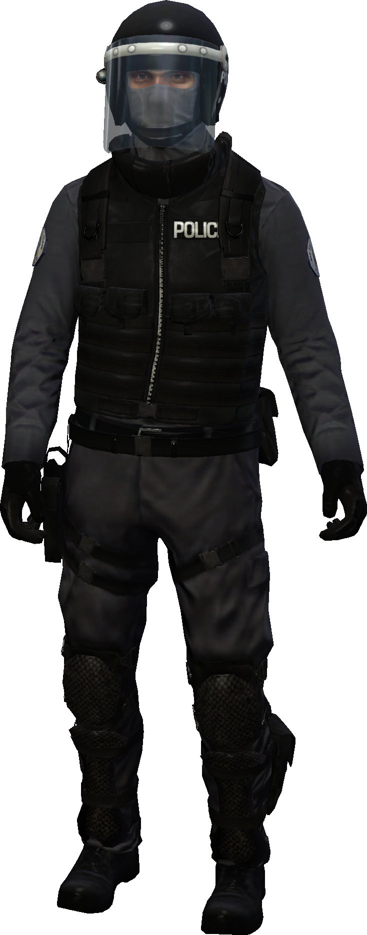 Agent 47 Wearing The Chicago Swat Uniform (734x1871), Png Download