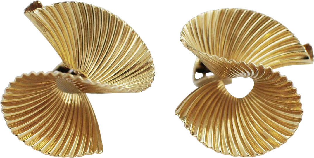 14k Yellow Gold Swirl Earrings (1073x1073), Png Download