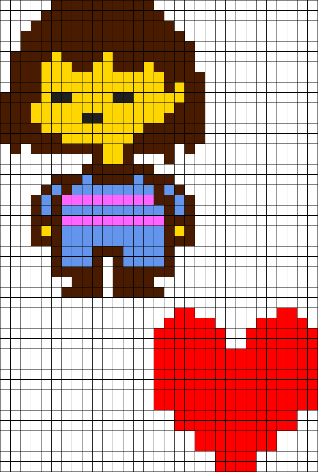 Undertale Heart Pixel Art Resume Human Perler Bead (652x967), Png Download