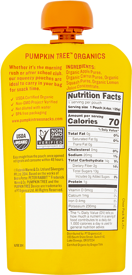 Peter Rabbit Organics Apple Carrot And Squash Fruit (1000x1000), Png Download