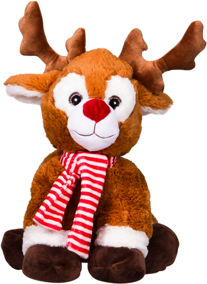 "holiday" 16 Inch Reindeer With Red And White Scarf (520x600), Png Download