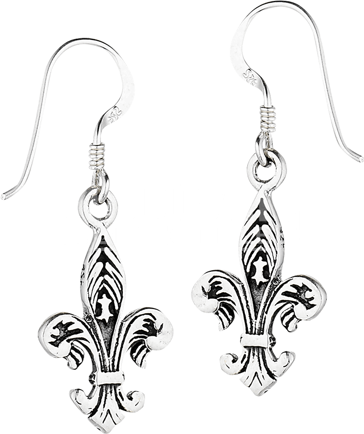 Sterling Silver Ornate Fleur De Lis Earrings (850x850), Png Download