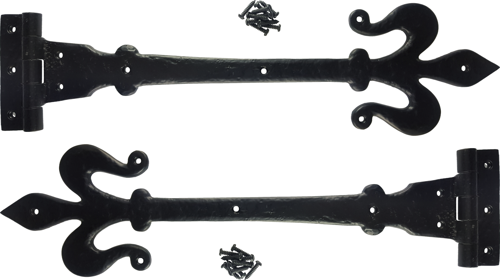 395mm Black Antique Fleur De Lys Hinges (1600x896), Png Download
