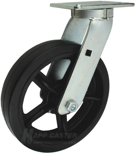 12" X 3" Rubber On Iron Wheel Swivel Caster (560x560), Png Download