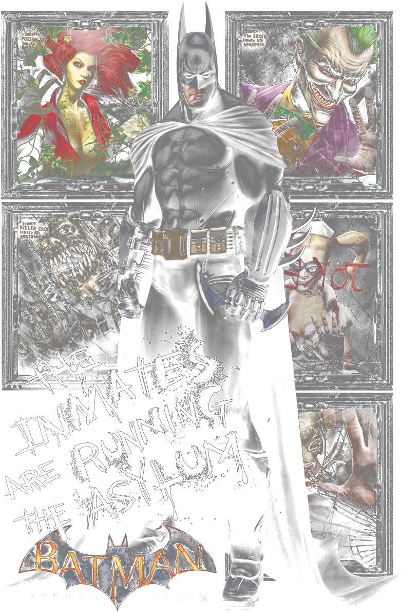 Arkham Running The Asylum Men's Slim Fit T-shirt (810x1203), Png Download