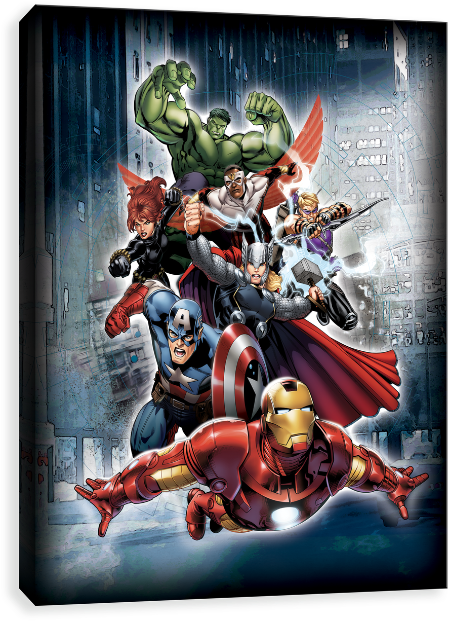 Avengers Flying Forth - Cafepress Grunge Avengers Tile Coaster (500x500), Png Download