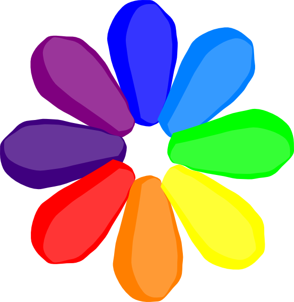 Rainbow Flower Clipart (582x599), Png Download