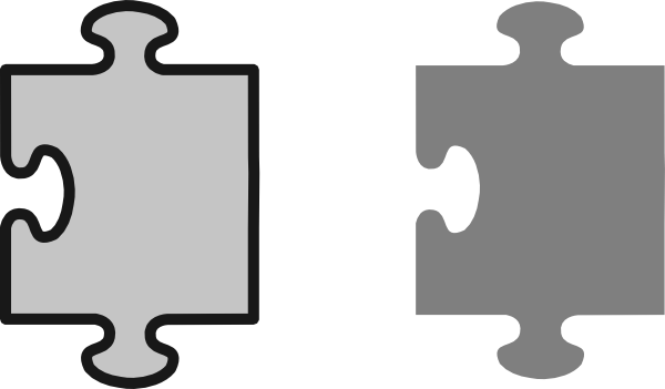 Clip Library Library Edge Piece - Black And White Puzzle Clipart (600x351), Png Download