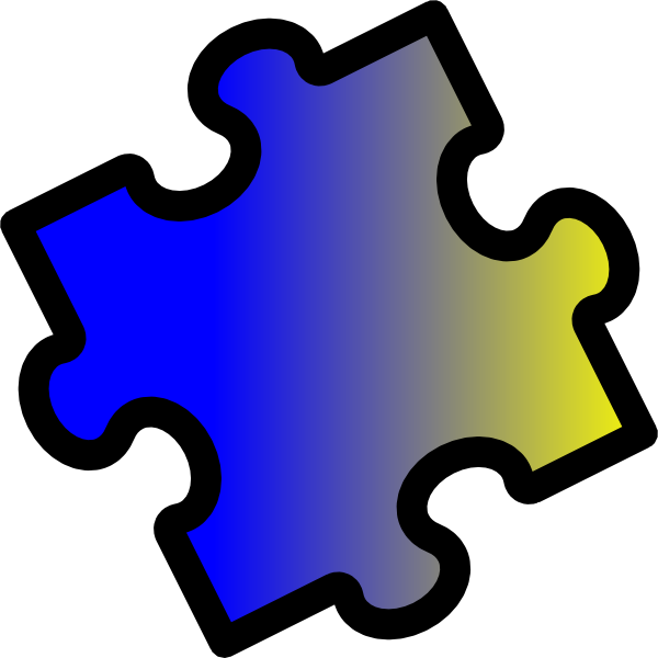 Blue To Yellow Puzzle Piece Svg Clip Arts 600 X 600 (600x600), Png Download
