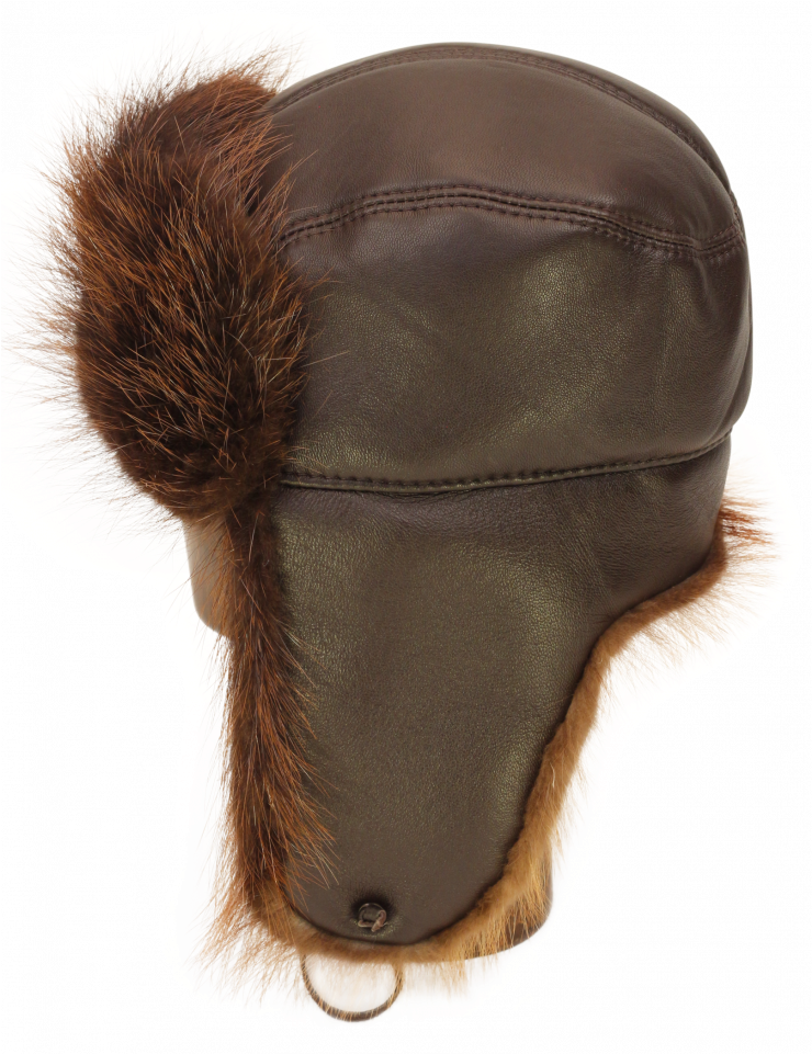 Download Image Black And White Stock Trapper Hat In Brown Leather