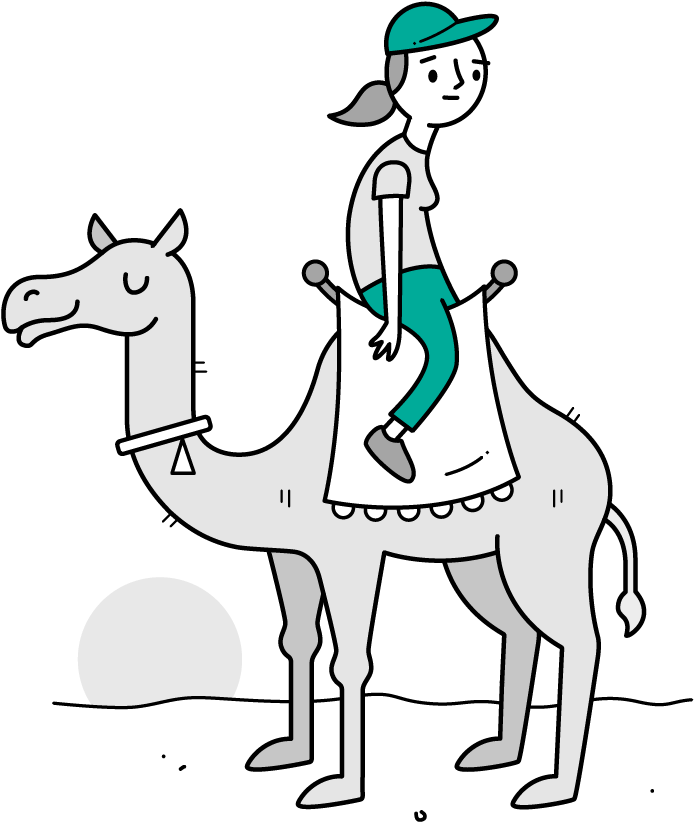 Girl Sitting Backwards On Camel - Cartoon (701x831), Png Download