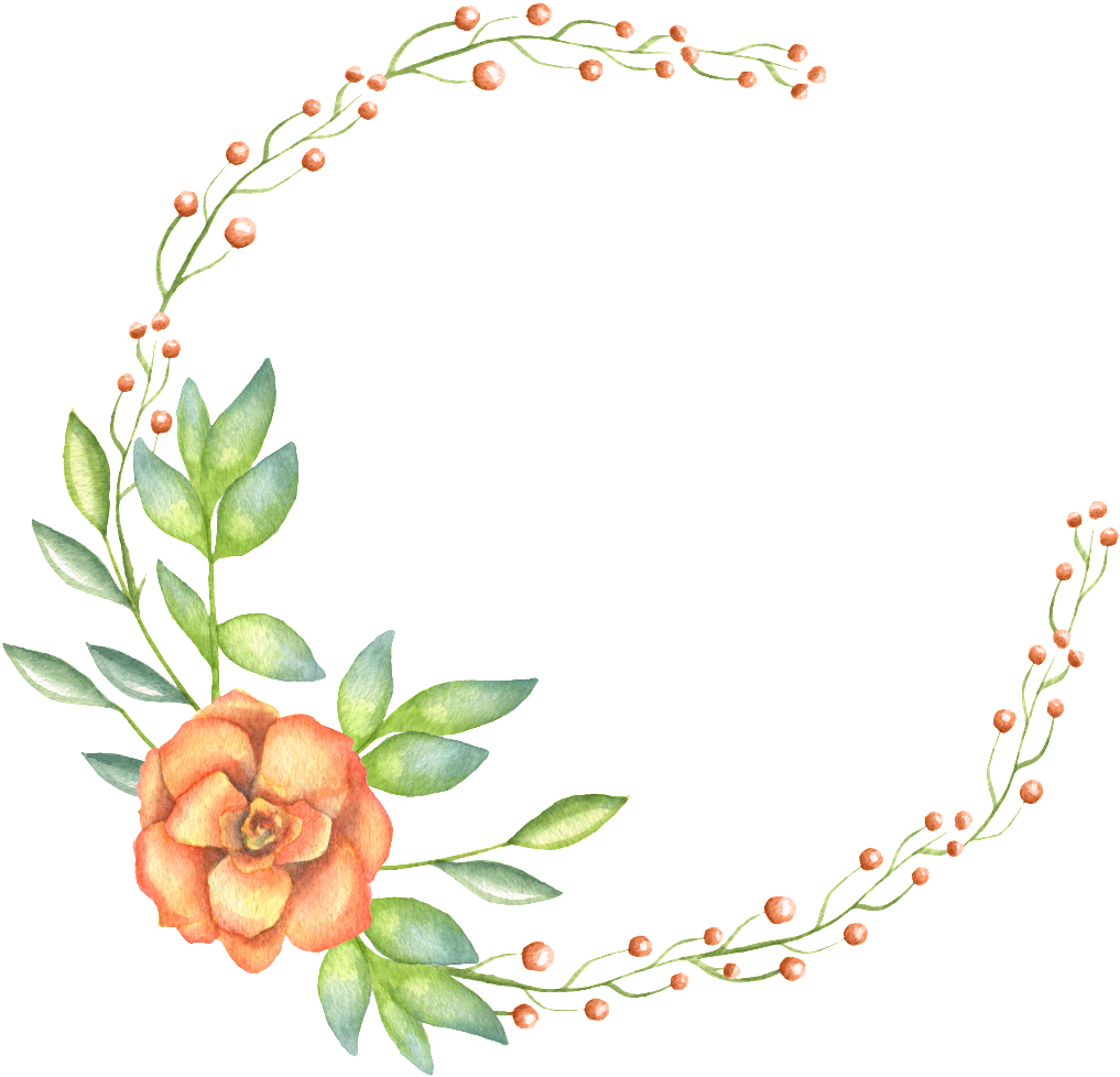 Hand Painted A Flower And Garland Flowers Transparent - Orange Floral Border (1024x985), Png Download