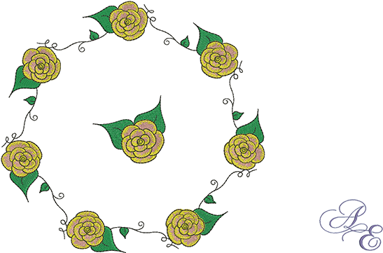 Rose Vine Circle Large - Rose (722x361), Png Download