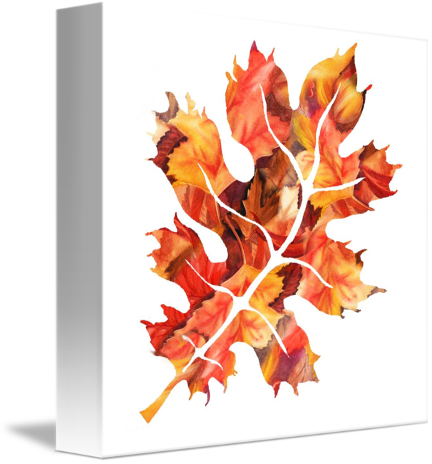 Fall Oak Leaf Watercolor Silhouette By Irina Sztukowski - Watercolor Painting (606x650), Png Download