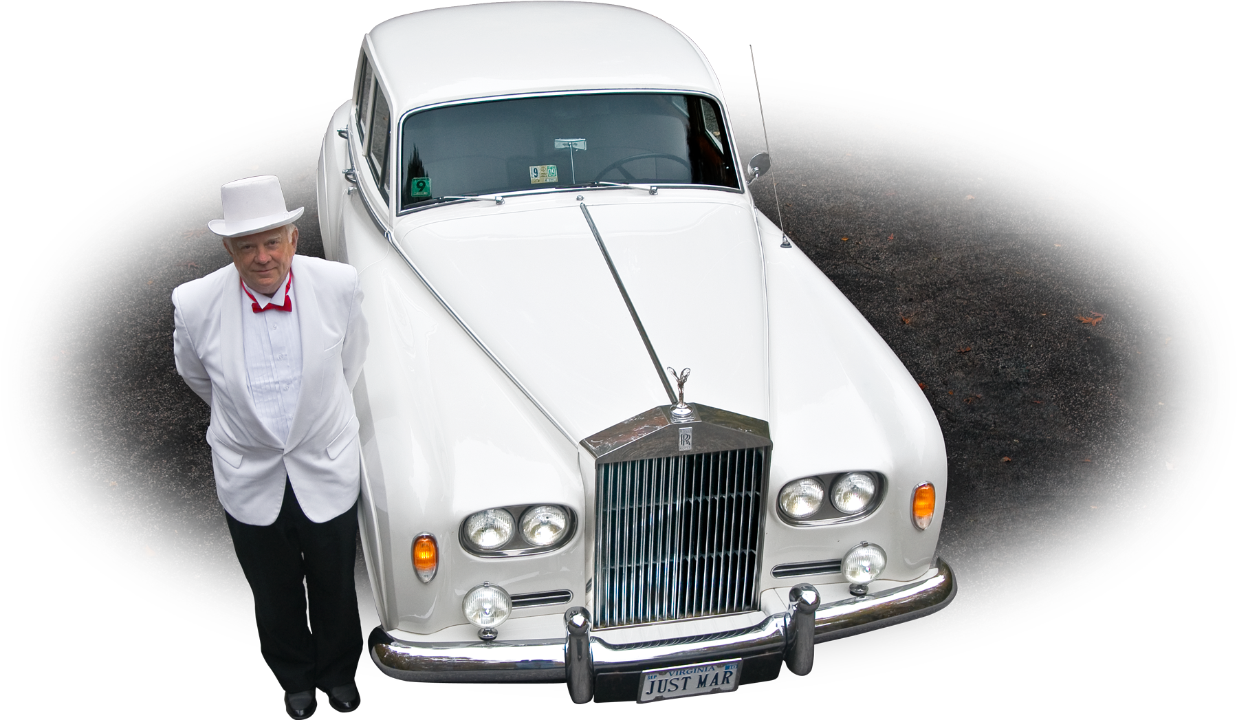 Photo Of A Chauffeur In Front Of A White 1964 Rolls-royce - Rolls-royce Corniche (1875x1275), Png Download