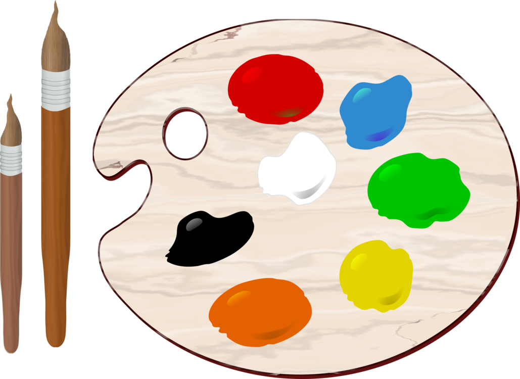 Palette Painting Artist Brush Free Commercial Clipart - Paint Palette Clipart (1029x750), Png Download