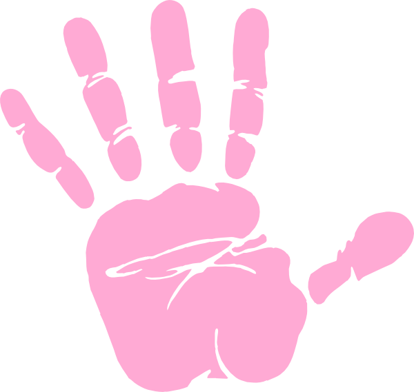 Small - Pink Handprint Clipart (600x569), Png Download