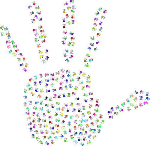 Mains Colorées Png (500x489), Png Download