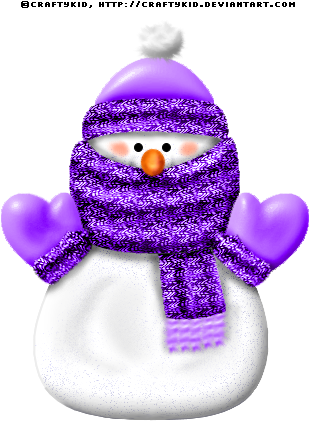 Cute Snowman Png - Snowman With Purple Scarf (324x424), Png Download