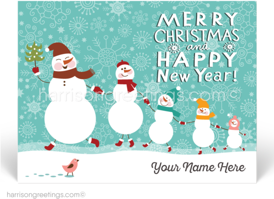 Cute Snowman Happy Holiday Postcards - Happy Family Of Snowmen Tile Coaster (560x448), Png Download