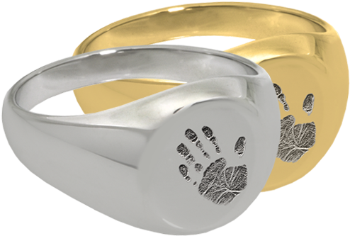 Elegant Round Ring- Handprint In Silver Or Gold - Fingerprint Memorial Jewelry: Elegant Round Ring (500x500), Png Download