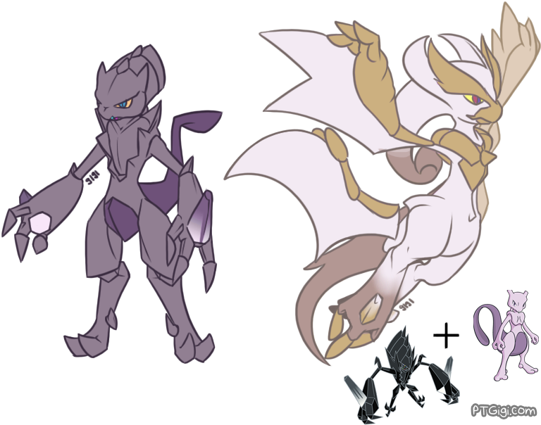 Necromew [pbfp] Necromew [psychic] - Mewtwo Pokemon Necrozma Fusions (794x625), Png Download