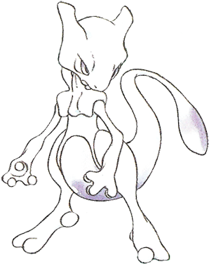 /vp/ Will Randomly Have Retro Sugimori Art Threads, - Pokedex #150 (320x388), Png Download