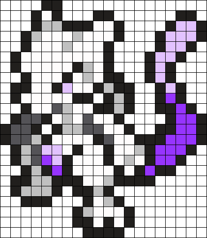 Mewtwo Pokemon Bead Pattern Perler Bead Pattern / Bead - Pokemon Mewtwo Pixel Art (421x484), Png Download