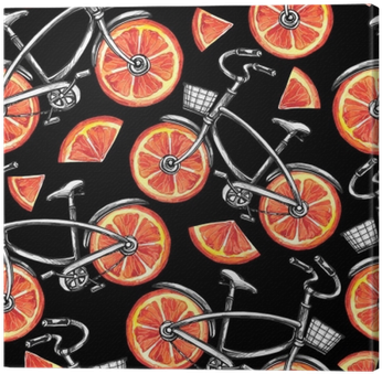 Watercolor Seamless Pattern Bicycles With Grapefruit - Bicycle (400x400), Png Download