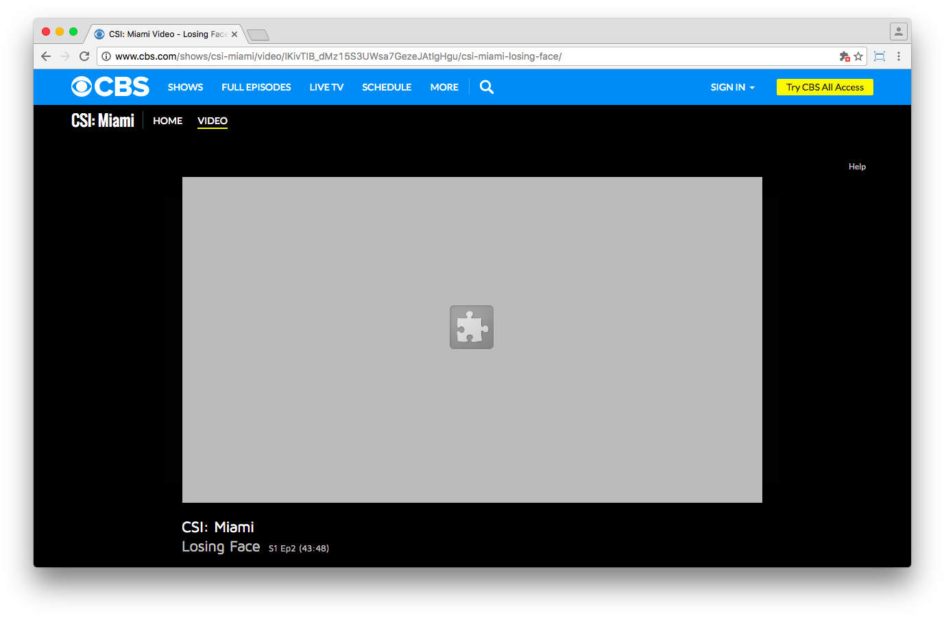 Cbs' Video Library Requires Flash Player (1392x912), Png Download
