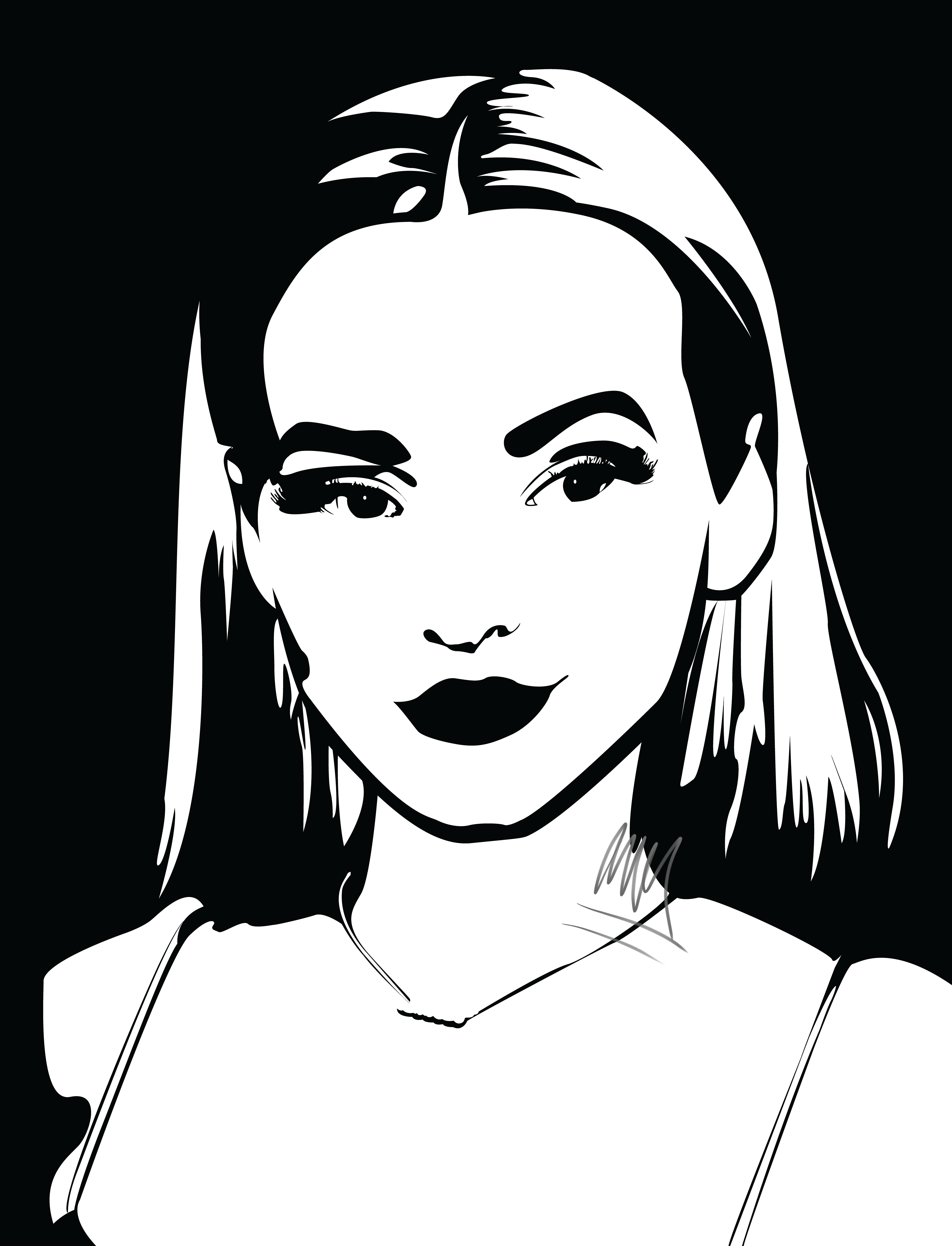 Black & White Portrait Drawing Of Dove Cameron (3840x5024), Png Download