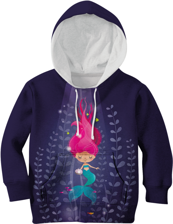 3d Cute Mermaid Kid Full Print Hoodie T Shirt (800x800), Png Download