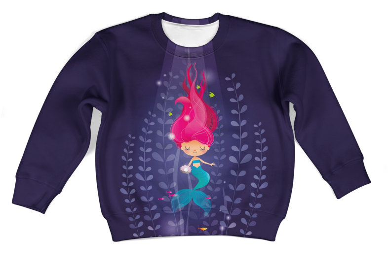 3d Cute Mermaid Kid Full Print Hoodie T Shirt (800x800), Png Download