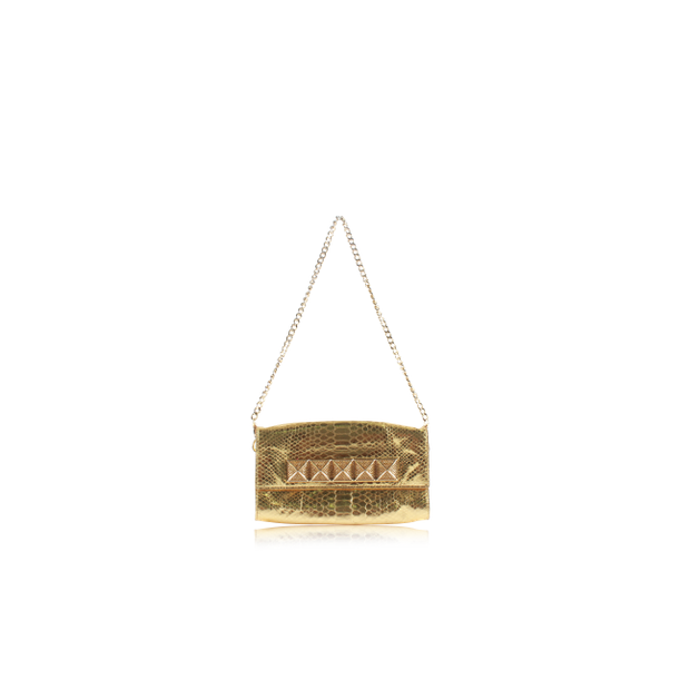 Michael Kors Gold Clutch With Studs (620x620), Png Download