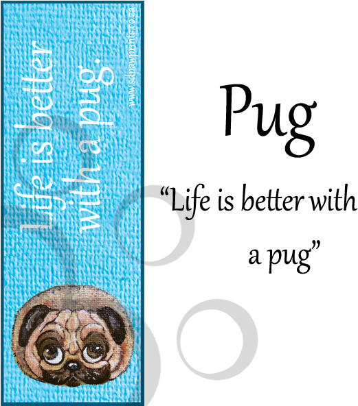 Pug Bookmark (591x591), Png Download