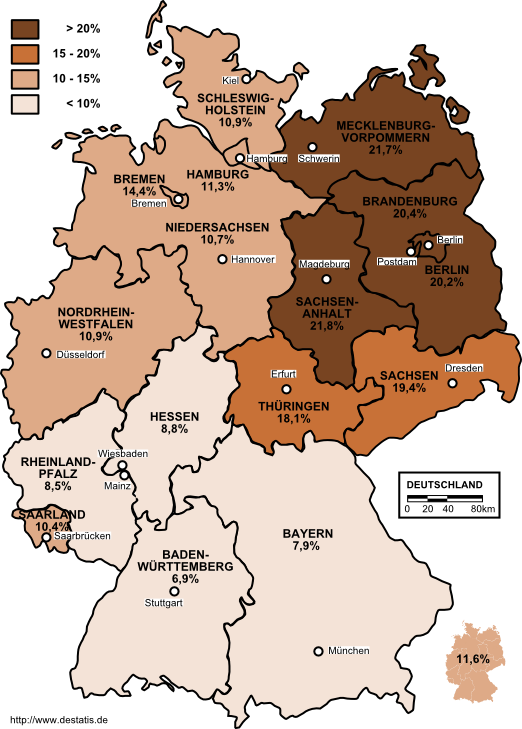 Unemployment In Germany 2003 By States (522x729), Png Download