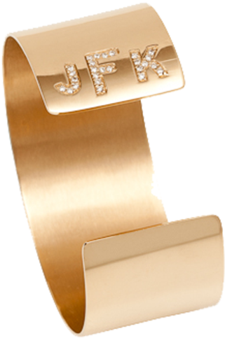 Xl Reverse Burnish White Diamond Monogram Cuff (690x690), Png Download