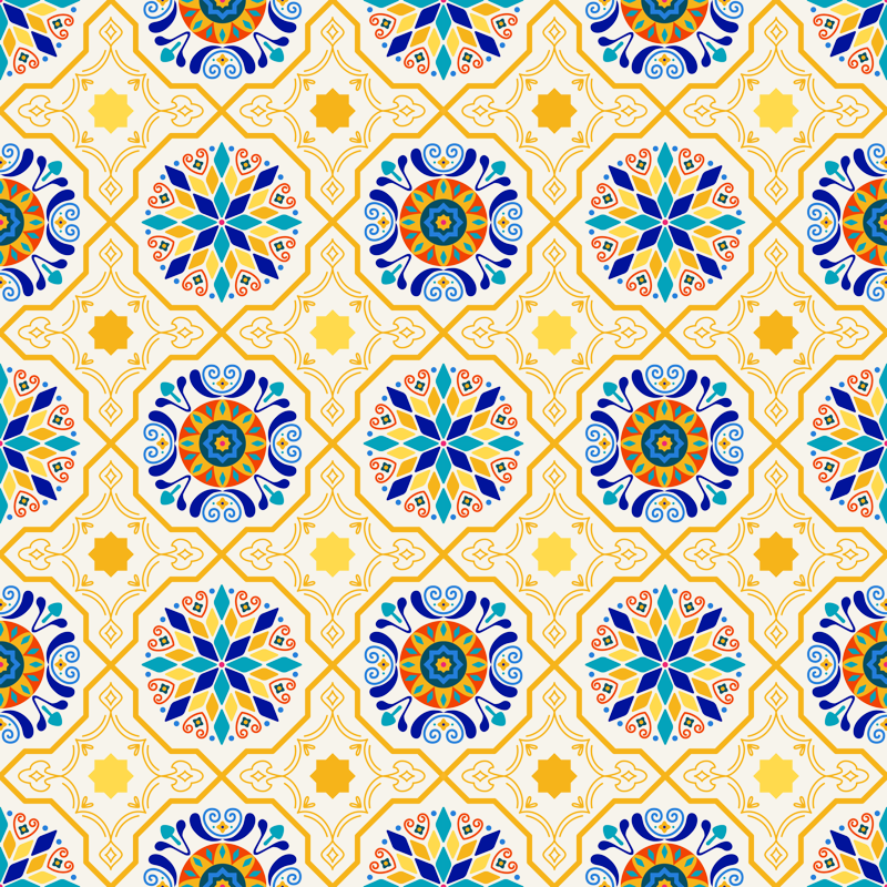Cheery Modern Moorish Tiles // Bright Sunny Spanish-inspired (800x800), Png Download