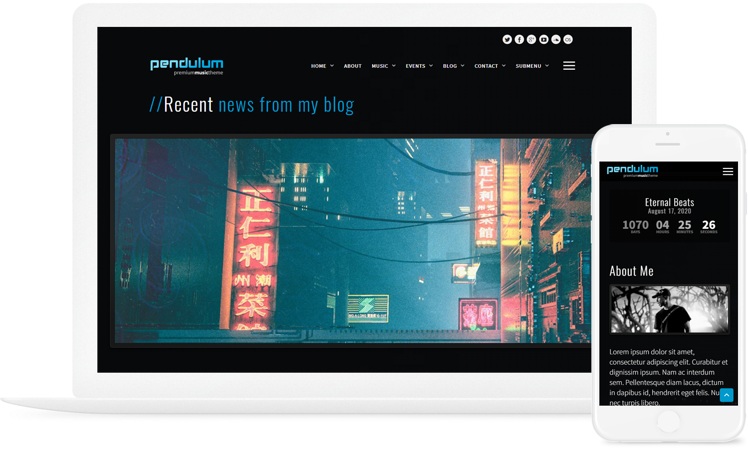 Pendulum Beat Producers, Djs & Events Theme For Wordpress (1570x926), Png Download