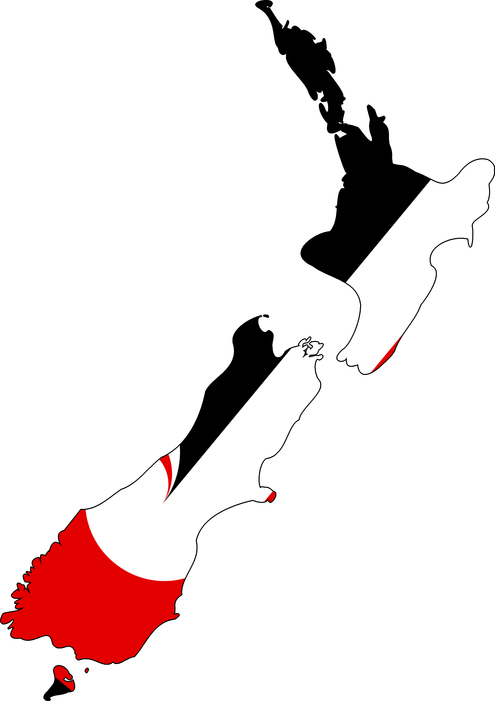 Flag Map Of New Zealand (2008x2842), Png Download