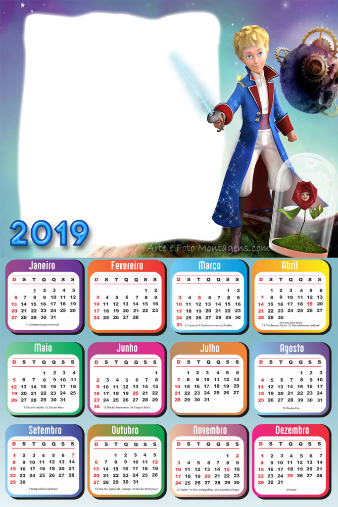 Molduras Calendário 2019 Personagens De Desenho Animado (683x1024), Png Download