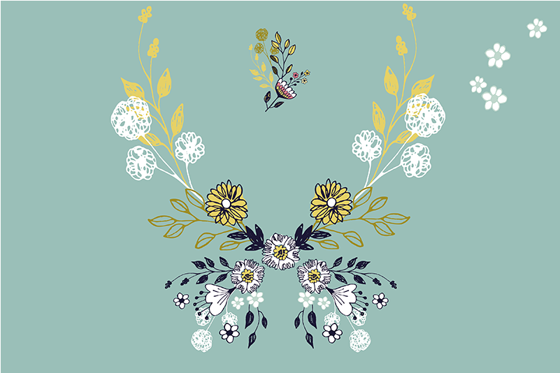 Flower Bouquet Foliage Elements K427 (800x800), Png Download