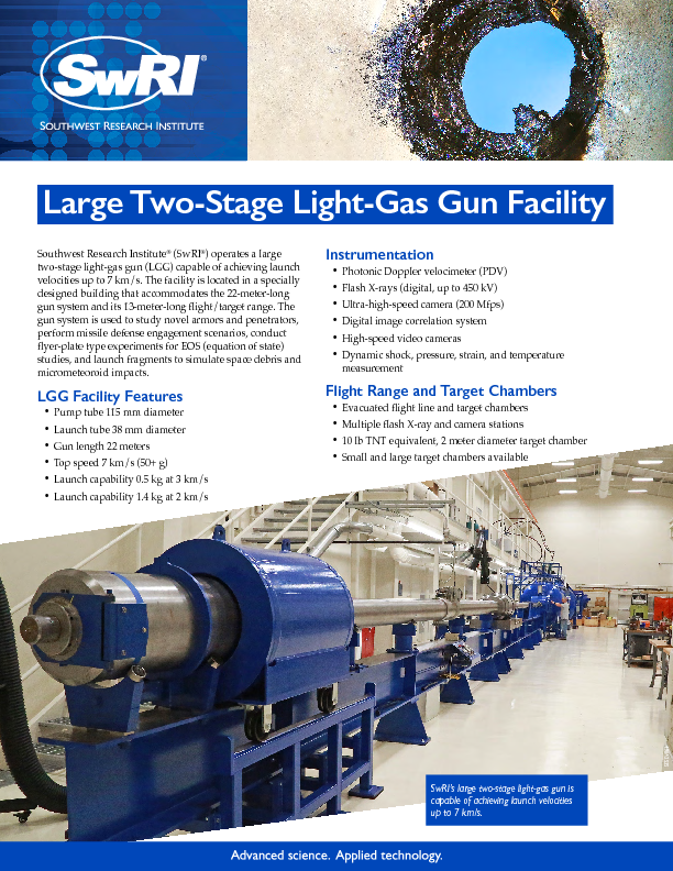 Go To Large Two Stage Light Gas Gun Facility Flyer - Light-gas Gun (612x792), Png Download
