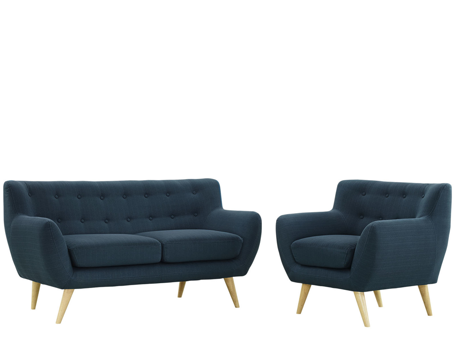Mid-century Modern Remark 2pc Button-tufted Living (1000x1000), Png Download