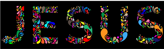 Jesus Christ Cross Crucifix Christian Cath - Jesus Colorful Text On Black Background Apple Iphone (680x340), Png Download