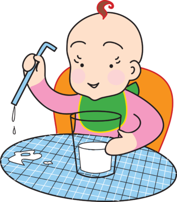 Baby And Milk - Baby Drinking Milk Clipart (350x400), Png Download