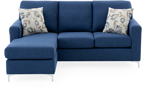 Image For Blue Upholstered Reversible Sectional Sofa - Sofa Bed (519x804), Png Download